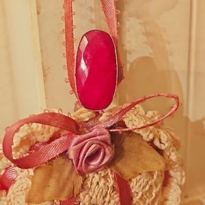 Amazing, Super-Chunky, Natural, OvalShaped Kashmiri Ruby Ring Cabochon Pendant.